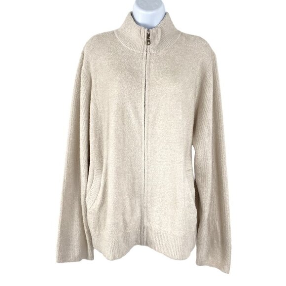 Barefoot Dreams Jackets & Blazers - Barefoot Dreams CozyChic‎ Lite Women's Zip Front Jacket Ivory Cream 2X